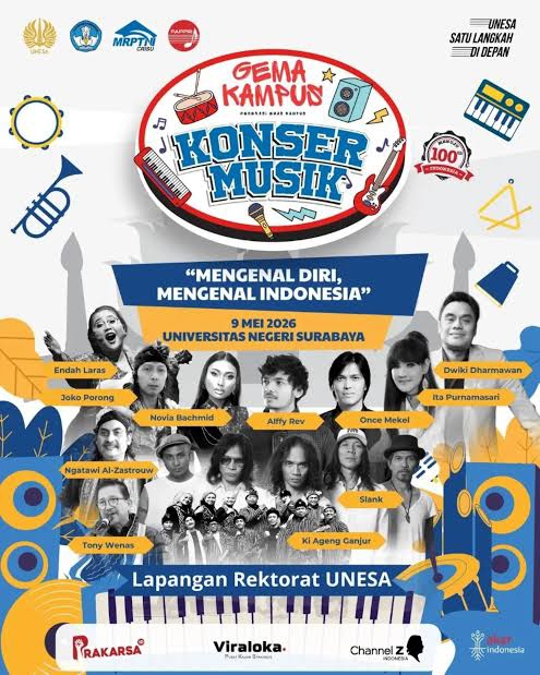 Gema Kampus, Konser Musik 'Mengenal Diri, Mengenal Indonesia', Universitas Negeri Surabaya (UNESA), Surabaya, Jawa Timur 2026